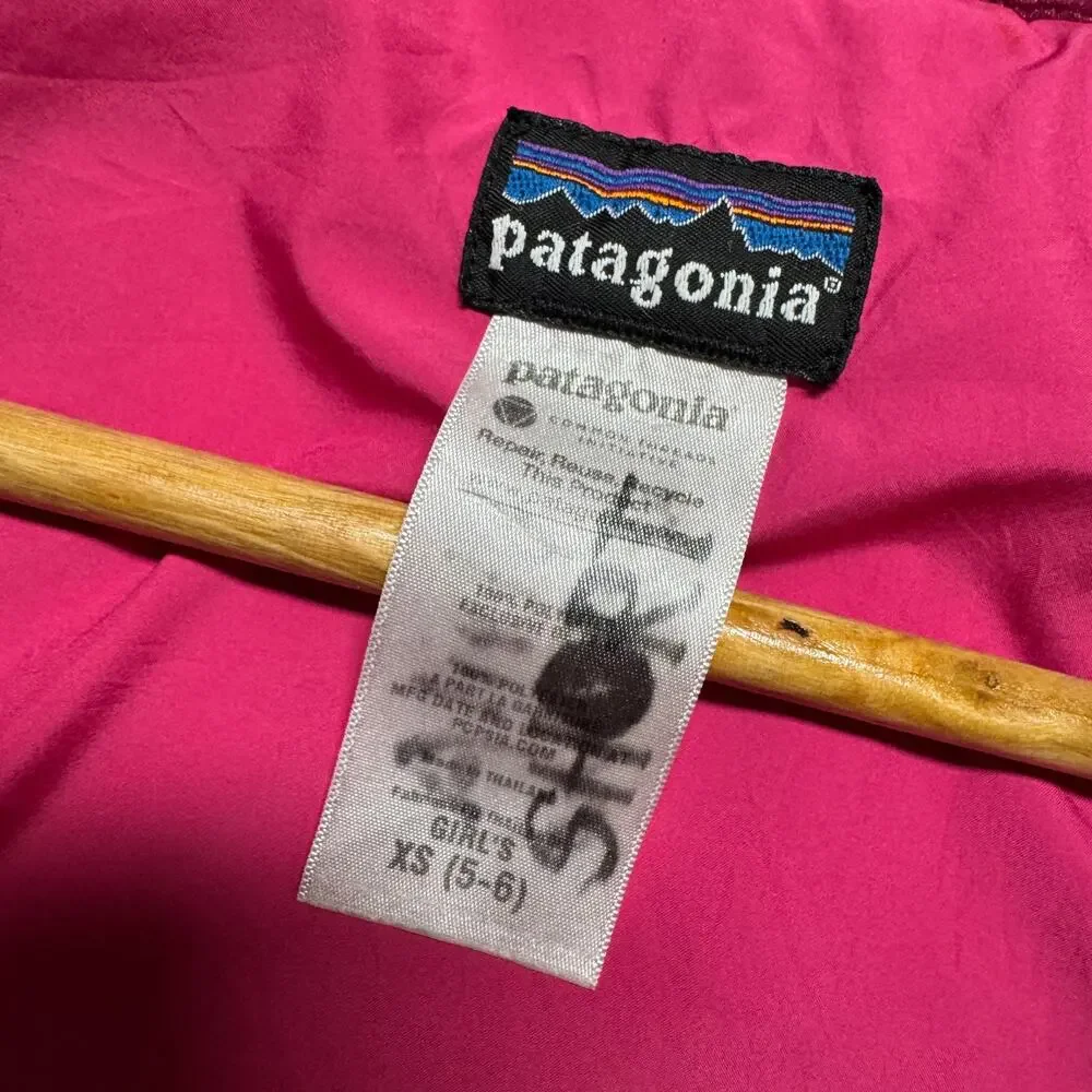 Patagonia Kids Girls Pelage Size XS 5-6 Faux Fur Fleece Jacket Magenta